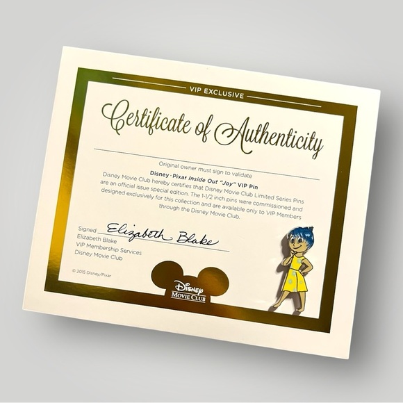 Disney Accessories - Disney Inside Out “Joy” Pin Movie Club VIP Exclusive